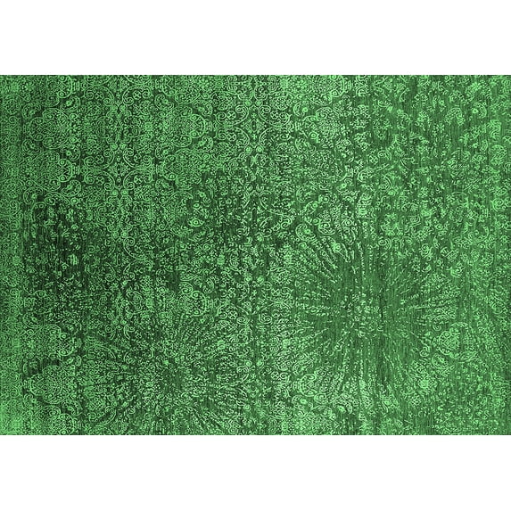 Ahgly Company Indoor Rectangle Oriental Emerald Green Industrial Area Rugs, 6' x 9'