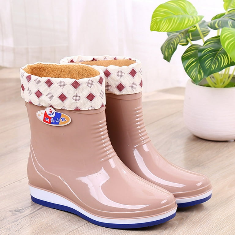 EHQJNJ Light up Rain Boots Rain Boots for Women Adults Medium Rain Boots Fashionable Water Boots Cotton Padded Kitchen Work Shoes Ankle Rainboots Boots Women Womens Rain Boots Ankle Lace Up