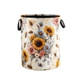 thumbnail image 3 of Quilted Laundry Basket With Handles, Sunflower & Bee Pattern Storage Basket, Quilted Basket | Aesthetic Decorative Laundry Basket, Washable Storage Basket for Storing Clothes, Blankets and Toys, 3 of 4