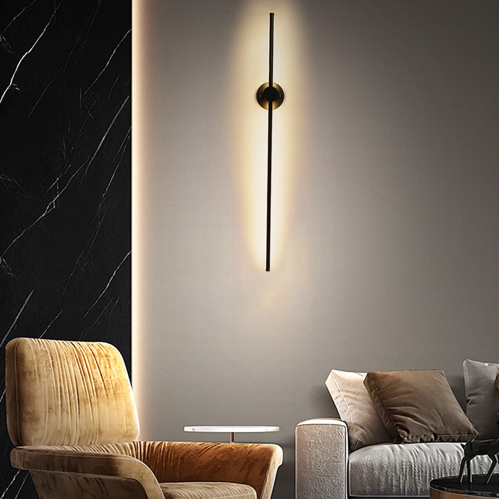 1PCS 20W Modern LED Wall Sconce Lighting, Bathroom Sconces Black Wall Lamp Led Linear Wall Light 1M Long Strip Wall Lamp for Bedroom Living Room Hotel 3000K