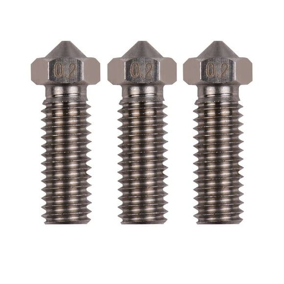 Amdohai 3pcs 3D Printer Extruder Stainless Steel Volcano Nozzle M6 Thread Printer Head 0.2mm Output for Sidewinder X1 TEVO Little Monster 1.75mm Filament