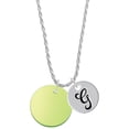 thumbnail image 1 of Delight Jewelry Acrylic 1" Disc Lime Green Imitation Pearl Silvertone Script Initial Disc - G - Charm Necklace, 20"+3", 1 of 4