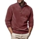 thumbnail image 1 of Blusa y camisa de manga larga con cuello alto para hombre, informal, de color liso, con cremallera, de poliéster, 1 of 6
