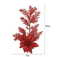 thumbnail image 3 of 5Pcs Christmas Poinsettia Glitter Flower Pine Branches Tree Hanging Party Decor, 3 of 6