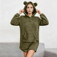 thumbnail image 5 of DAFPZW Womens Cute Hoodie Sweatshirt Dress Oversized Long Sleeve Fleece Pajamas Solid Pullover Warm Winter Dresses Sleepwear, 5 of 9
