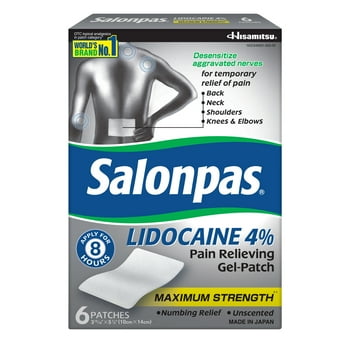 Salonpas Lidocaine Maximum Strength Pain Relieving Gel-Patch, 6 ct