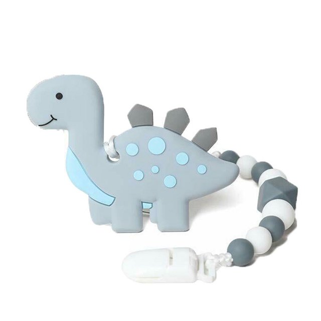 Juguetes para la dentición del bebé, mordedor de dinosaurio, juguete para aliviar el dolor con soporte para chupete, juego para bebés recién nacidos BANYUO Hogar