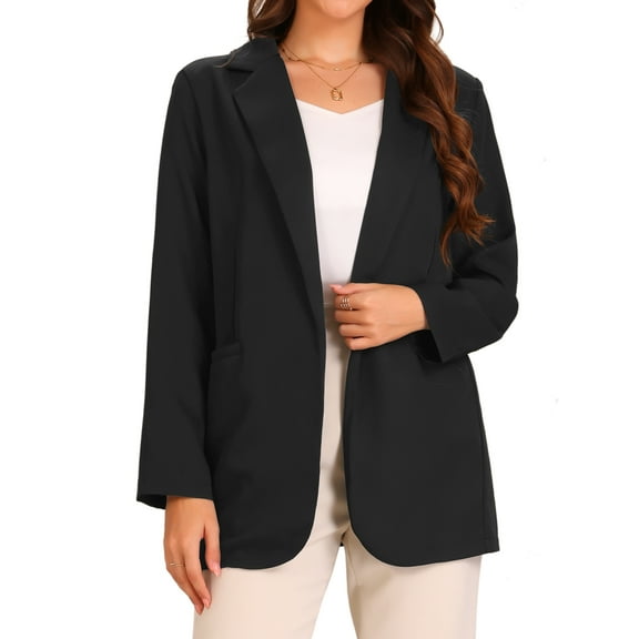 DARING DIVA Women's Long Sleeve Open Front Business Blazer Jacket XS Black