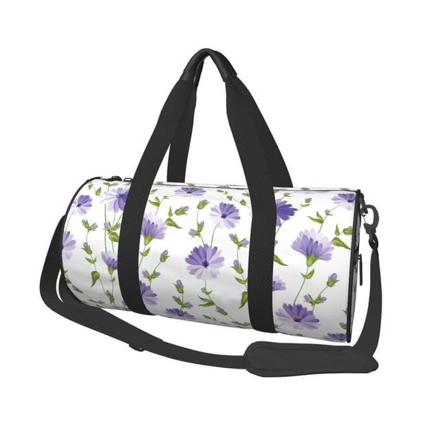 Fotbe Purple Chicory Bolsa Deportiva de Lona Plegable con Estampado, Bolsa de Gimnasio con Bolsillo Seco/Húmedo, Bolsa de Viaje Ultraligera de Gran Capacidad