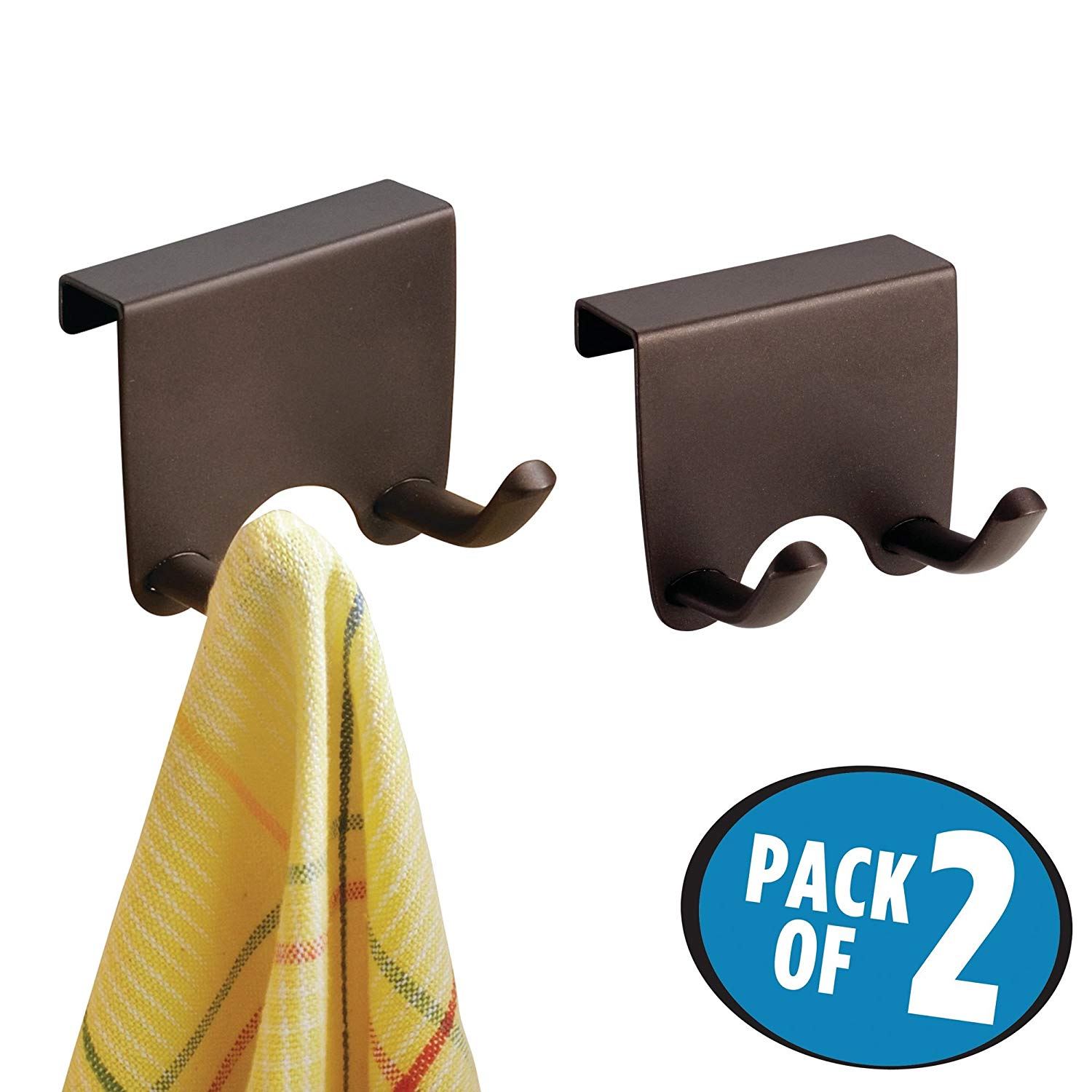 mDesign Over the Kitchen Storage Hooks for Dish Towels or Pot