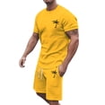 thumbnail image 5 of SHIXIAOO Men's 2025 Summer Tracksuit Plus Size Short Sleeve O Neck Athletic Suit Casual Color Block Drawstring Waist Tracksuit Set High End Suit Men Two Piece Suit Outfit for Men 1930s Suits for Men, 5 of 5