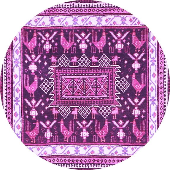 Ahgly Company Indoor Round Animal Purple Traditional Area Rugs, 4' Round