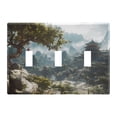thumbnail image 2 of 2 Gang Light Switch Cover Plate Chinese-style Temple in Mountains Wall Plate Decorate Electrical Outlet Cover Plates 4.56”x4.48”, 2 of 8