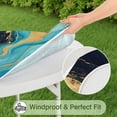 thumbnail image 5 of Blue and Gold Marble Sparkle Waves Pattern Round Fitted Tablecloth with Elastic Edge,Dining Table Cover Waterproof,Outdoor Round Tablecloth for Camping,Dining,Indoor and Outdoor, 5 of 7