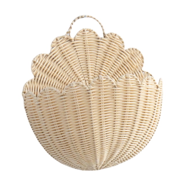 Cesta colgante de pared organizadora de almacenamiento tejida a mano decorativa para dormitorio y hogar L