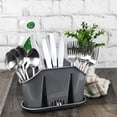 thumbnail image 2 of YBM Home Multipurpose Cutlery Utensil Drying Rack and Storage Holder with 3 Compartments and Base Tray, Serves as Kitchen Sink Drying Rack and Silverware Holder for Dinner Table, 38-1227Gray, 2 of 2