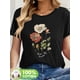 thumbnail image 1 of Women's 100% Cotton Floral Print T-Shirt - Black Casual Short Sleeve Round Neck Top with Vibrant Poppy & Foliage Design, Machine Washable Spring/Summer Casual Attire, Ladies T Shirts, Summer Fash, 1 of 7