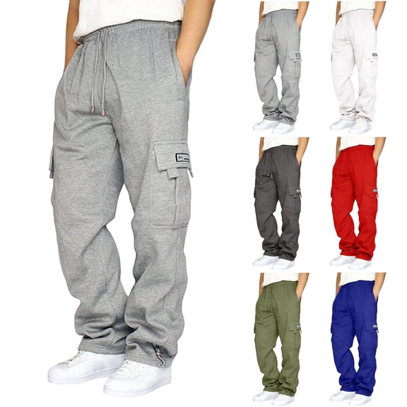 Evdexr Cargo Sweatpants Mens Drawstring Wide Leg Baggy Trousers 2026 Working Workout Loose Fit Sweats Lightweight Elastic Waisted Running Pants with Pockets 2XL