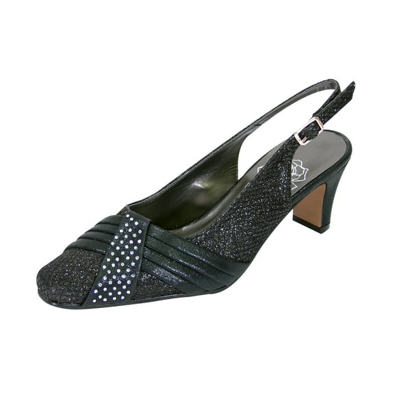 FLORAL Abagail Women's Wide Width Pleated Upper with Crystals Slingback Shoes