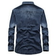 thumbnail image 4 of CHEEREAM Men's Long Sleeve Double Pocket Snap Denim Shirt Lapel Button Down Casual Slim Fit Shirts Jacket Light Blue M, 4 of 9