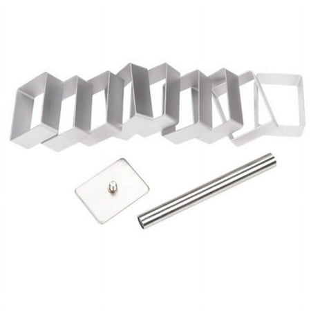 

SUKIY 10pcs Stainless Steel Rectangle Cake Pie Biscuit Cutter Bread Mold w/ Stamp