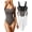 Black Tea Leaf White, variant on Women's 3 Piece Bodysuits Sexy Ribbed Sleeveless Square Neck Sleeveless Tank Tops Bodysuits