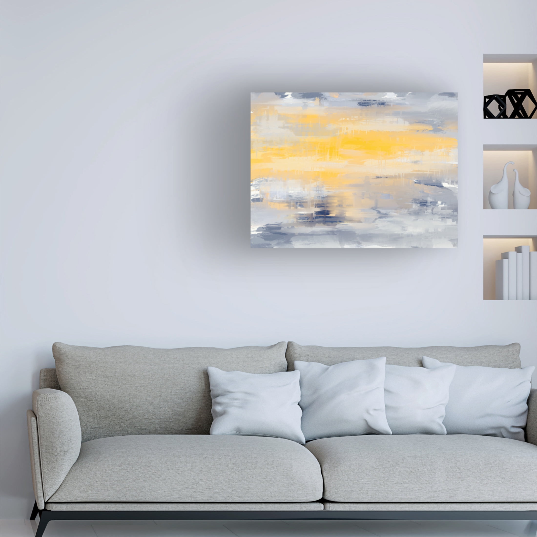 Canvas Wall Art - Line and Brush 'Bold And Gold 1' Wall Art for Living Room, Bedroom, or Office Décor by Trademark Fine Art - 24 x 18 Inches
