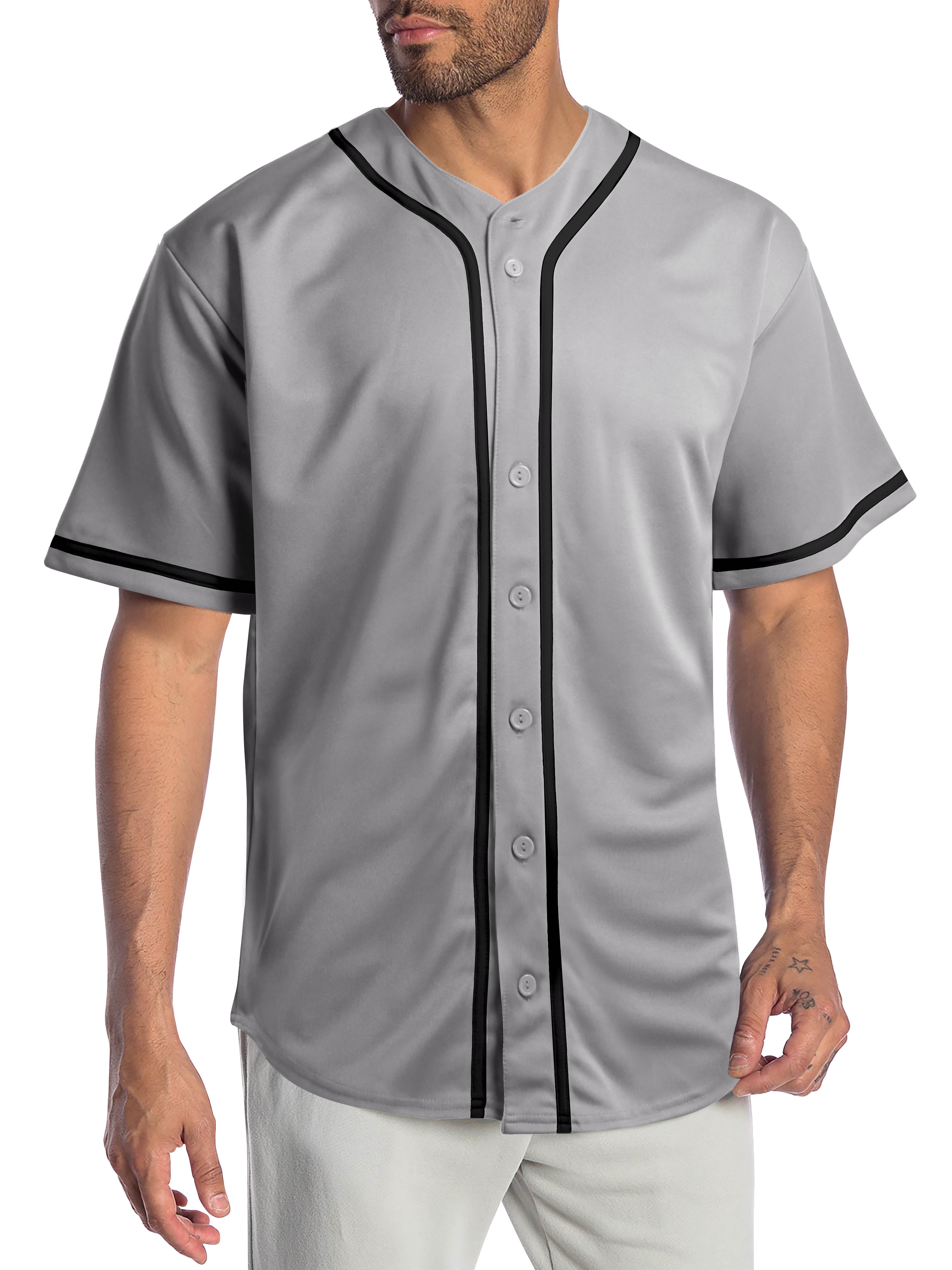 Baseball Jersey T-Shirts Plain Button Down Sports Tee
