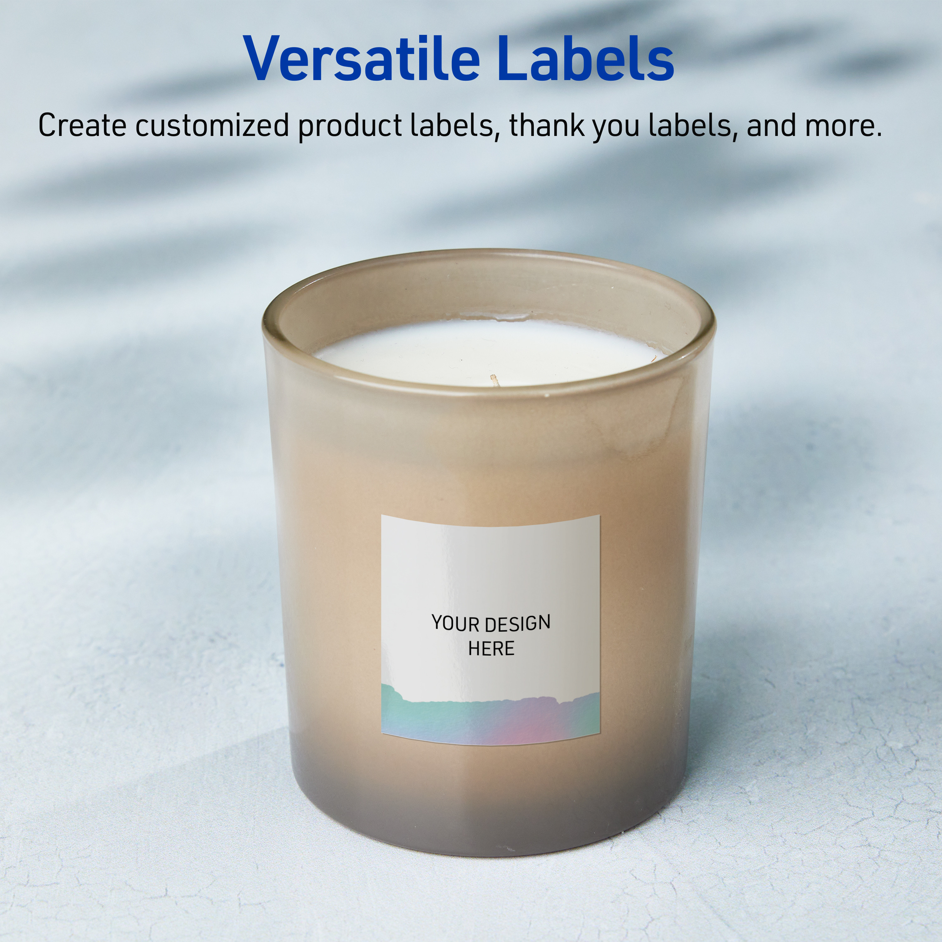 Avery Labels, 3" x 3", Glossy White, Iridescent Watercolors