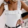 thumbnail image 2 of Glisme Tank Tops For Women Cute Sleeveless Tank Tops Ruffle Strap Neck Solid Color Knitted Camisole Flexible Fit White Tee, 2 of 6