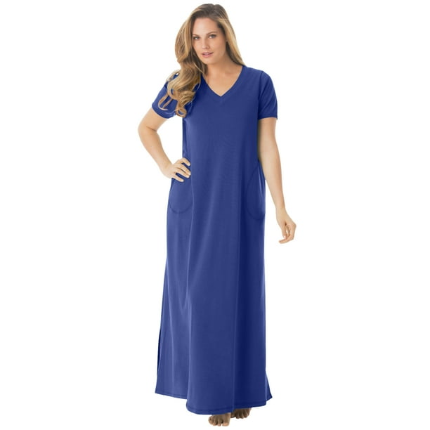 Dreams & Co. Women's Plus Size Petite Long T-Shirt Dress or Nightgown ...