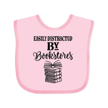

Inktastic Reading Gift Distracted by Bookstores Gift Baby Girl Bib