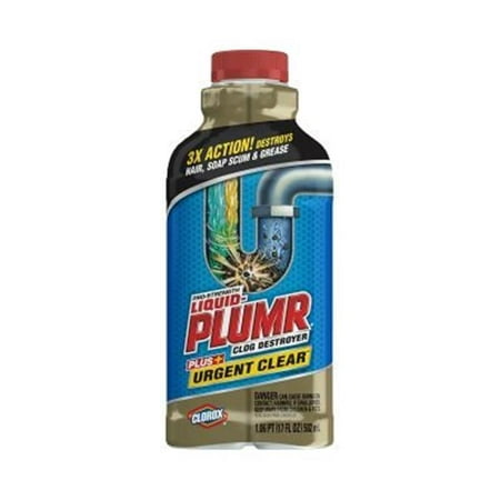 The Clorox 30548 17 oz Home Cleaning Liquid-Plumr Urgent Clear Pro Strength Drain Cleaner - Pack of (Best Way To Clear A Drain)