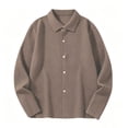 thumbnail image 4 of Zivyakyro Waffle Shirt for Men Button down Fall Casual Long Sleeve Collared Solid Shirt Loose Brown 2XL, 4 of 6