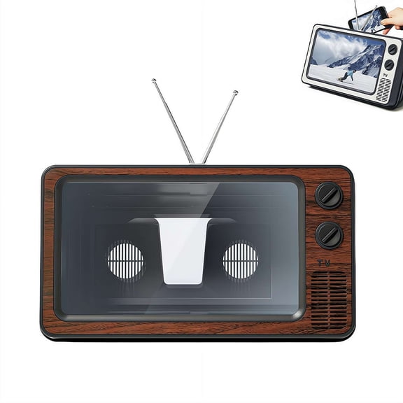 Mobile Phone Screen TV Magnifier Amplifier Mini Retro Small Magnifying Glass with Foldable Holder Stand for Smartphone Movie Video