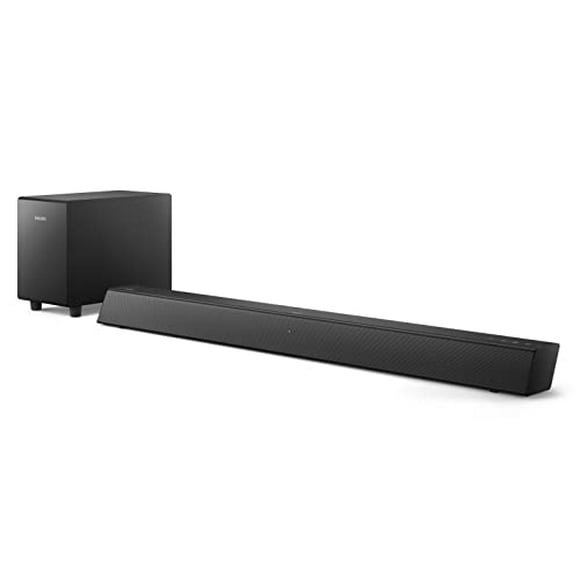 PHILIPS B5306 Barra de sonido de 2.1 canales con subwoofer inalámbrico y compatible con Roku TV, negro