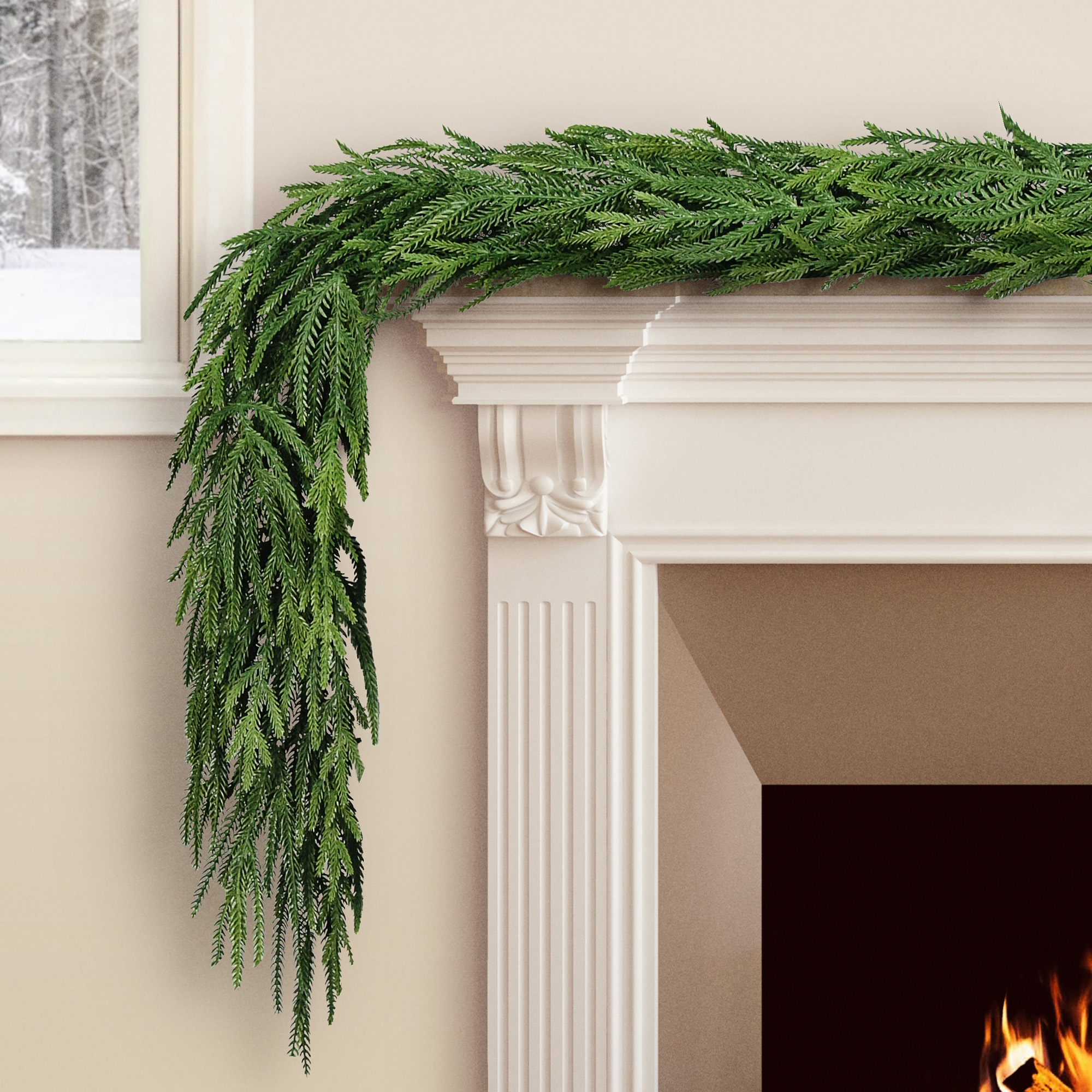 My Texas House Norfolk Unlit Artificial Christmas Garland, 9' photo 2