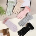 thumbnail image 4 of Tnobhg 1 Pair Winter Ladies Gloves Windproof Thickened Warm Five Fingers Elastic Cuff Touchscreen Soft Wear-resistant Anti-slip Cycling Outdoor Gloves, 4 of 8