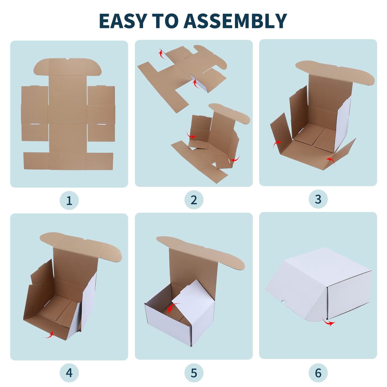 8x6x4 Small Shipping Boxes Set of 20, White Corrugated Cardboard Box for Small Business