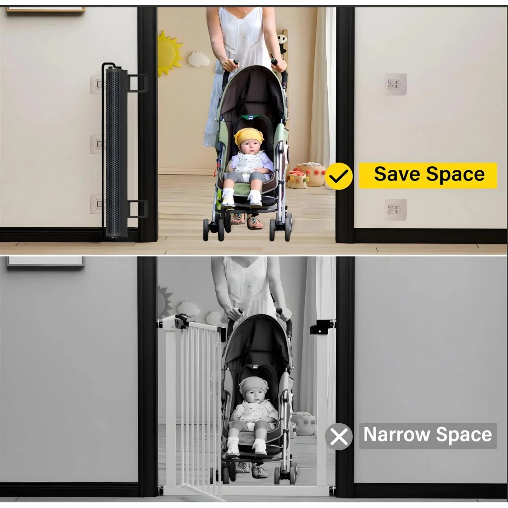 Automatic Rebound Door Barrier Cloth Pet Gate（2 pack）