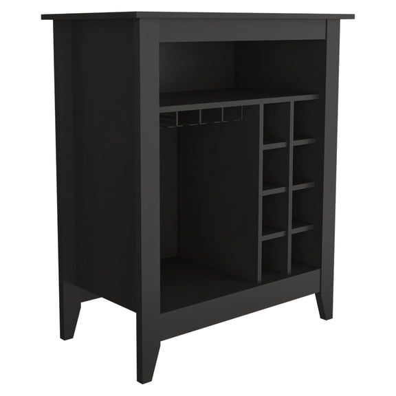 FM FURNITURE Future Engineered Wood Bar Cabinet with 2 Shelves in Black