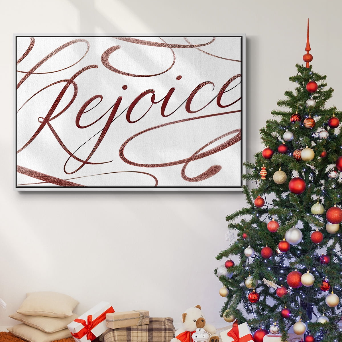 Rejoice - Framed Gallery Wrapped Holiday Canvas - 17 x 25 - White Frame