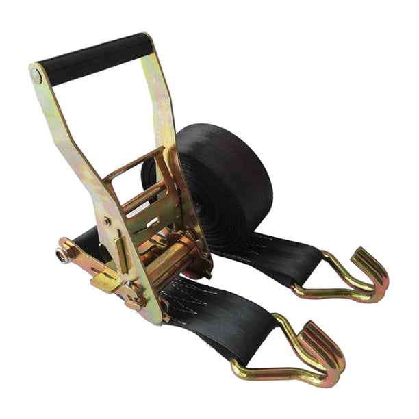 Correas de trinquete para cinturón tensor de motocicleta de poliéster con hebilla de leva metálica Negro 5cmx6m