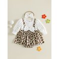 thumbnail image 3 of RUINIXCW Baby Girl Fall Bodysuit Long Sleeve Leopard Print Romper Dress and Headband, 3 of 8