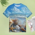 thumbnail image 4 of Beach Seashell Starfish Women's T-Shirt Short Sleeve T Shirts Tops Tee Ladies Loose T, 4 of 6