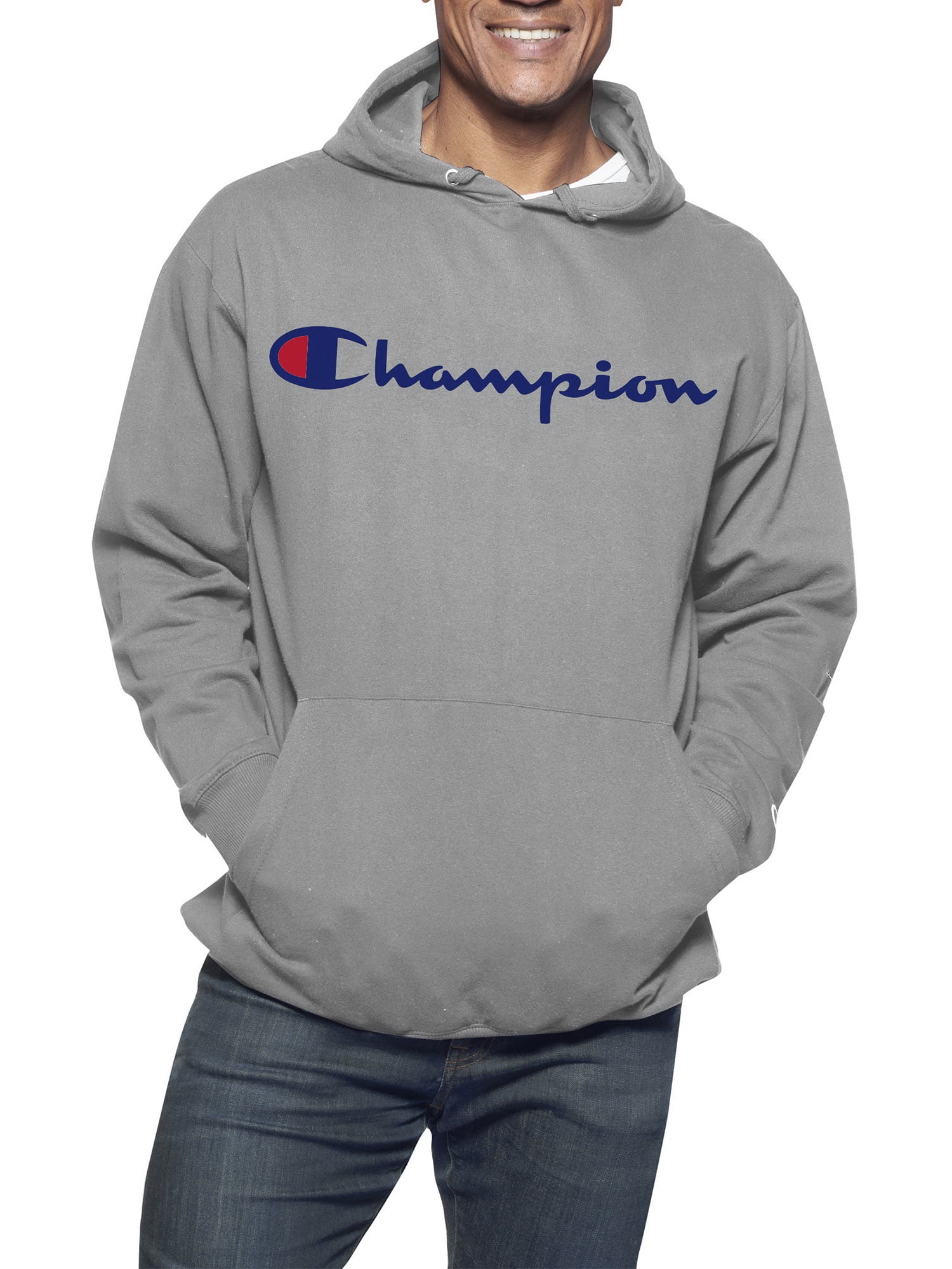 Champion Mens Big and Tall Script Logo Pullover Hoodie 