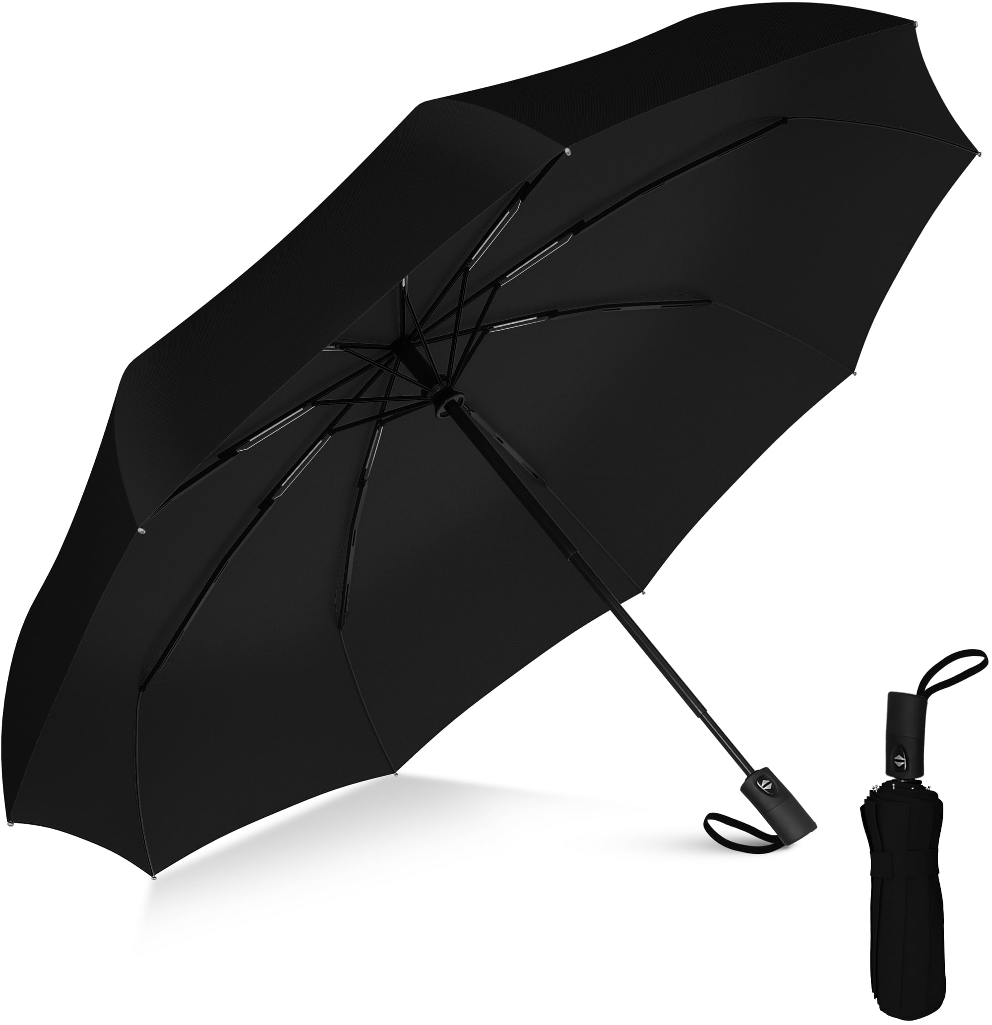 Black Rain Full Cover-Heavy Duty Parapluie 16 côtes Stick The Walking Stick 