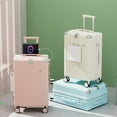 thumbnail image 3 of Valise de Voyage Mode avec Porte-Gobelet, Bagage à Roulettes, Chariot, Roue Universelle, Bagage Cabine, Valise d'Embarquement 20 Pouces Rose, 3 of 6