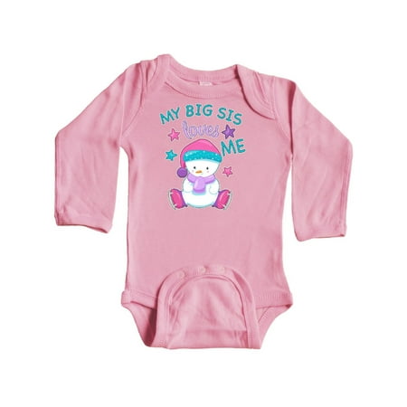 

Inktastic My Big Sis Loves Me- cute snow baby Gift Baby Boy or Baby Girl Long Sleeve Bodysuit