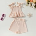 thumbnail image 2 of KPOPLK Baby Toddler Girls Clothes Solid Color Sleeveless Camisole Linen Pants Set Baby Summer Outfits baby clothing girl clearance(4-5 Years,Beige), 2 of 6